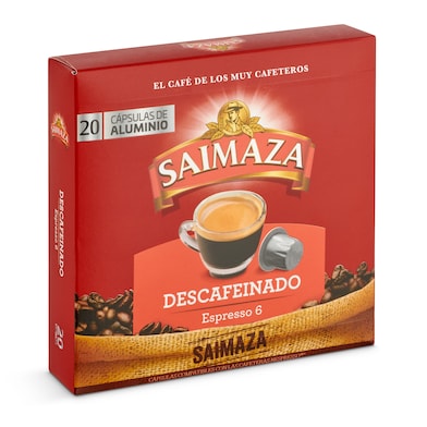 Cápsulas de café espresso descafeinado Saimaza 20 unidades-0