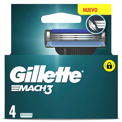 Recambio maquinilla de afeitar Gillete Mach 3 4 unidades-0