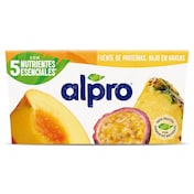 Postre de soja sabor melocotón, piña y fruta de la pasión Alpro 4 x 125 g