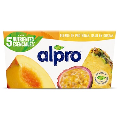 Postre de soja sabor melocotón, piña y fruta de la pasión Alpro 4 x 125 g-0