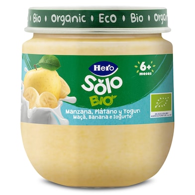 Puré de manzana, plátano y yogur 100% ecológica Hero Baby 120 g-0