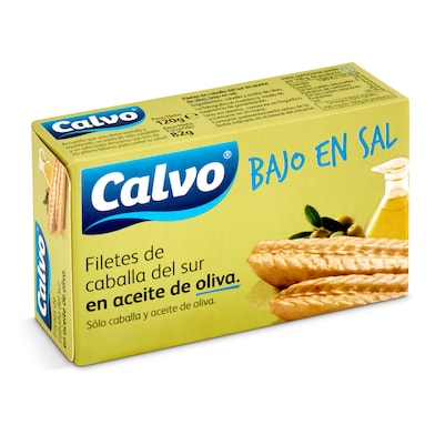 Filetes de caballa en aceite de oliva bajo en sal Calvo 82 g-0