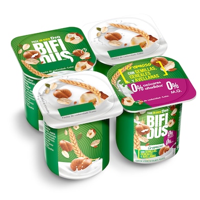 Bífidus con semillas, cereales y avellanas doble 0% Dia 4 x 125 g-0