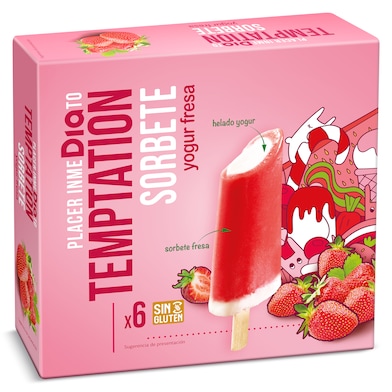 Helados sabor yogur y fresa Dia Temptation 6 x 43 g-0