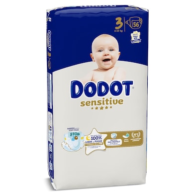 Pañales sensitive 6-10 kg talla 3 Dodot 56 unidades-0 Pañales sensitive 6-10 kg talla 3 Dodot 56 unidades-0