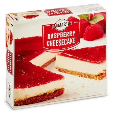 Tarta de queso con frambuesas congelada San Martín 390 g-0