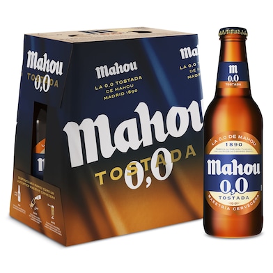 Cerveza tostada 0,0% alcohol Mahou pack 6 x 25 cl-0