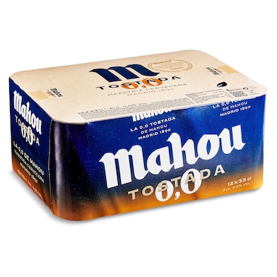 Cerveza tostada 0,0% alcohol Mahou pack 12 x 33 cl-0