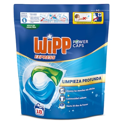 Detergente máquina cápsulas 4 en 1 Wipp Express 18 lavados-0