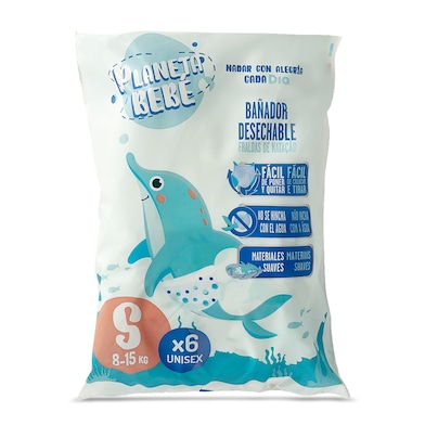 Pañales de agua bañador talla S 8-15 kg Dia Planeta Bebé 6 unidades-0