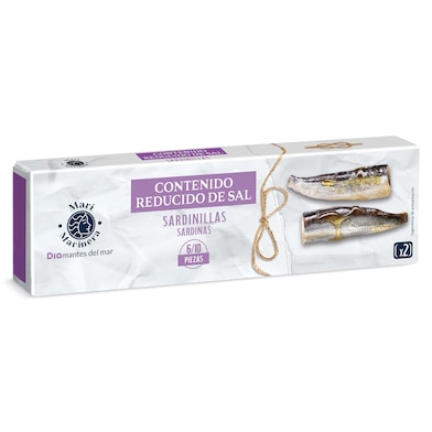 Sardinillas en aceite de oliva bajo en sal Dia Mari Marinera 2 x 65 g-0
