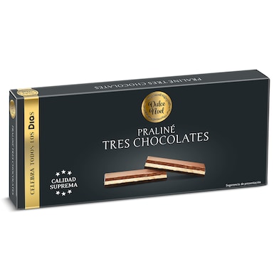 Turrón de praliné tres chocolates Dia Dulce Noel 150 g-0 Turrón de praliné tres chocolates Dia Dulce Noel 150 g-0
