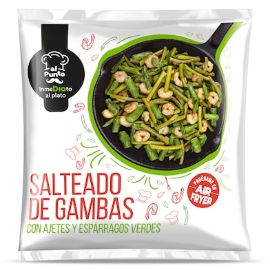 Salteado de gambas, ajetes y espárragos verdes Dia Al Punto 400 g-0
