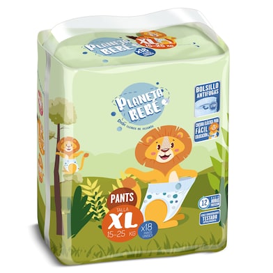 Pañales 15-25 kg talla XL Dia Planeta Bebé 18 unidades-0