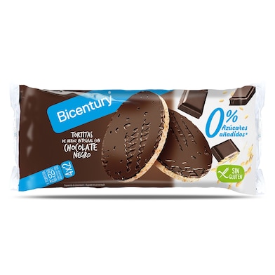Tortitas de arroz integral con chocolate negro 0% azúcares Bicentury 130 g-0
