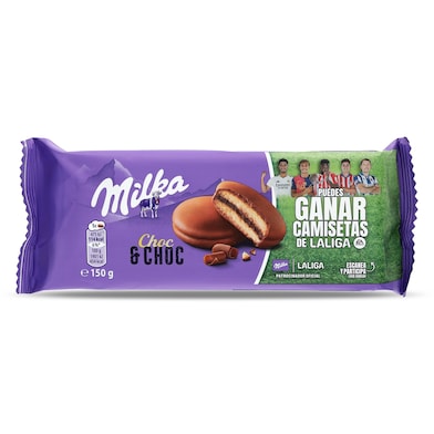 Pastelitos rellenos y recubiertos de chocolate choc & choc Milka 150 g-0