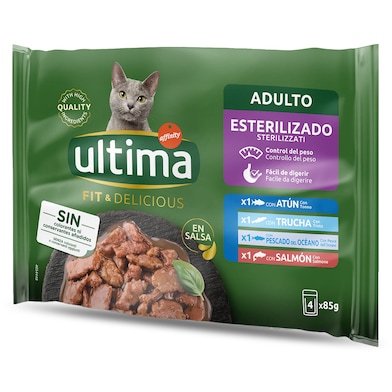 Alimento para gatos esterilizados con pescado Ultima 340 g-0