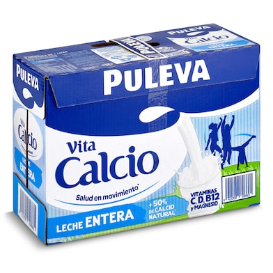 Leche entera calcio Puleva pack 6 x 1 L-0