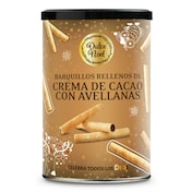 Barquillos rellenos de crema de cacao con avellanas  Dulce Noel Dia lata 200 g