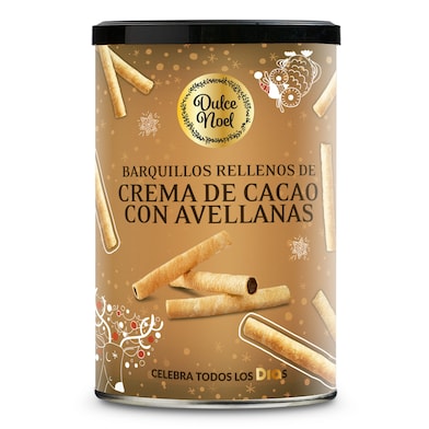 Barquillos rellenos de crema de cacao con avellanas Dulce Noel Dia lata 200 g-0 Barquillos rellenos de crema de cacao con avellanas Dulce Noel Dia lata 200 g-0