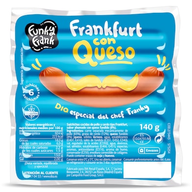 Salchichas frankfurt con queso Dia Funky Frank 4 x 140 g-0 Salchichas frankfurt con queso Dia Funky Frank 4 x 140 g-0