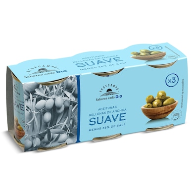 Aceitunas rellenas de anchoa suave Dia Vegecampo 3 x 50 g-0