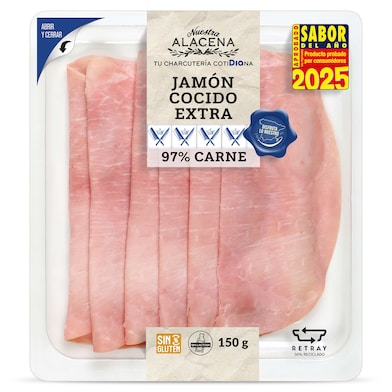 Jamón cocido extra 97% Dia Nuestra Alacena 150 g-0