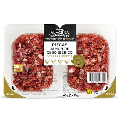 Pizcas de jamón de cebo 50 % raza ibérica Dia Nuestra Alacena 60 g-0