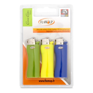 Mechero mini curve Flam'up blister 3 unidades-0