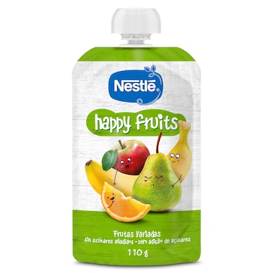 Alimento infantil con puré de 4 frutas happy fruits Nestlé 110 g-0