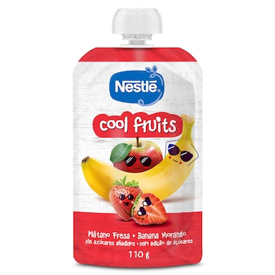 Alimento infantil con puré de plátano y fresa cool fruits Nestlé 110 g-0