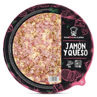 Pizza jamón y queso familiar Dia Al Punto 600 g-0