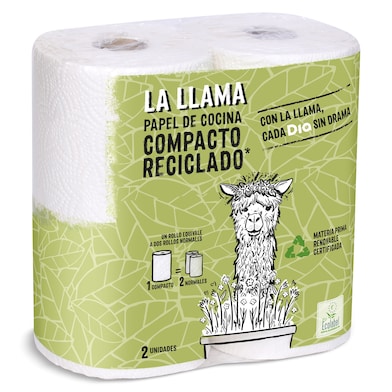 Papel de cocina reciclado Dia La Llama 2 unidades-0