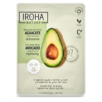 Mascarilla facial hidratante con aguacate Iroha nature 1 unidad-0