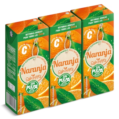 Zumo de naranja sin pulpa Dia Saborfera pack 3 x 200 ml-0