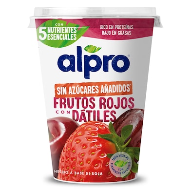 Postre de soja sabor frutos rojos sin azúcar Alpro 400 g-0