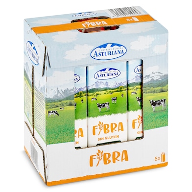 Leche semidesnatada fibra Asturiana pack 6 x 1 L-0