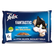 Alimento para gatos fantastic sabor festín del mar 4 unidades Felix 340 g