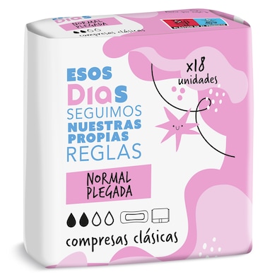 Compresas clásicas normal plegada Esos Dias 18 unidades-0