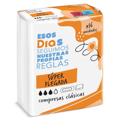Compresas clásicas súper plegada Esos Dias 16 unidades-0
