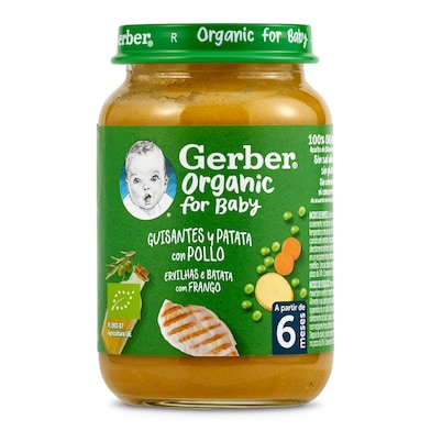 Puré de guisantes con patata y pollo Gerber 190 g-0