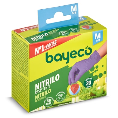 Guantes nitrilo desechables talla M Bayeco caja 20 unidades-0