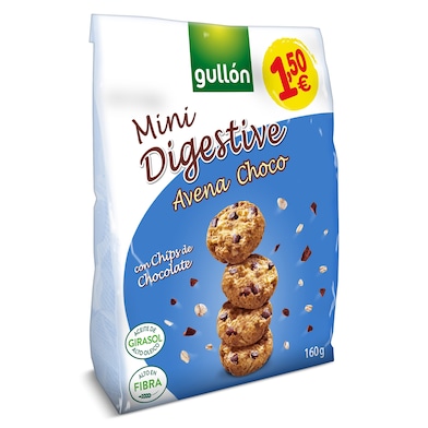 Mini galletas digestive con avena y chocolate Gullón 160 g-0
