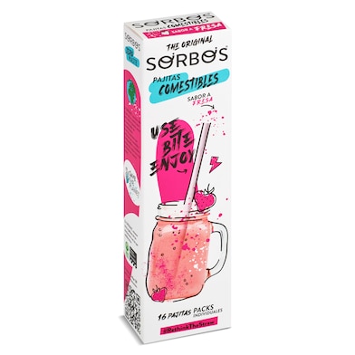 Pajitas comestibles sabor fresa Sorbos caja 170 g-0