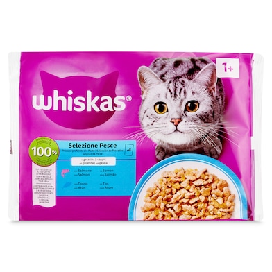 Alimento para gatos en salsa con pescado Whiskas 4 x 85 g-0
