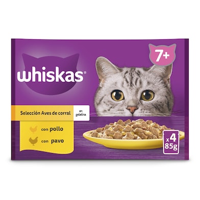 Alimento para gatos en salsa con pollo y pavo Whiskas 4 x 85 g-0