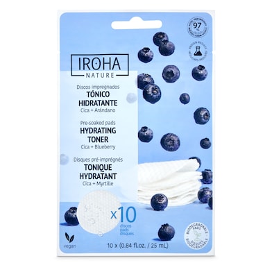 Discos tonificantes e hidratantes con cica y arándanos Iroha nature 10 unidades-0