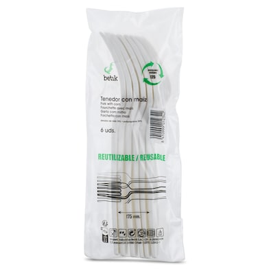 Tenedor reutilizable de maíz Betik 6 unidades-0