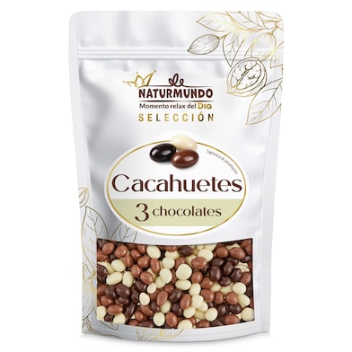 Cacahuetes recubiertos de 3 chocolates Dia Naturmundo 200 g-0 Cacahuetes recubiertos de 3 chocolates Dia Naturmundo 200 g-0