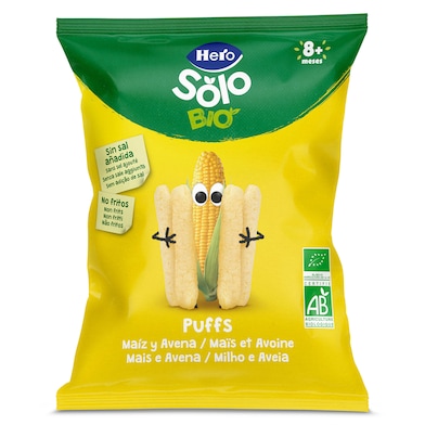Snack infantil de maíz y avena puffs Hero 25 g-0